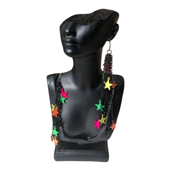 Multicolor Star Chain Earrings - Picture 1 of 4